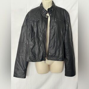 NWOT Maralyn & Me Black Faux Leather Biker Jacket Size XXL